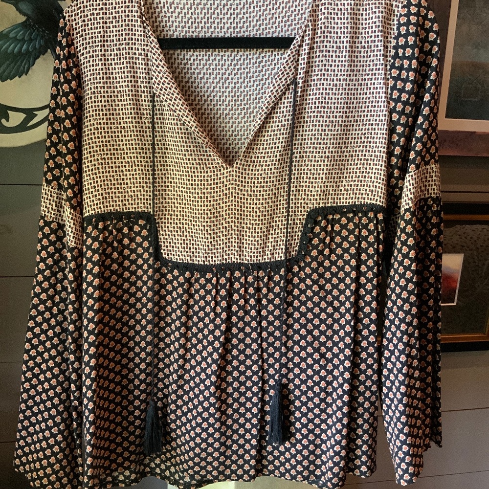 Long sleeve silky blouse size medium